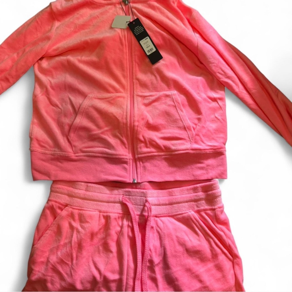 Pink Zip-Up Hoodie and Jogger Short Set
